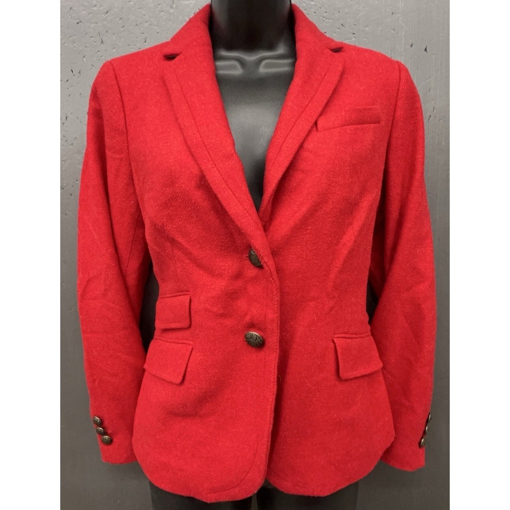 Talbots Petites Blazer Jacket 8P Red Wool Blend Pocket Preppy Career Casual